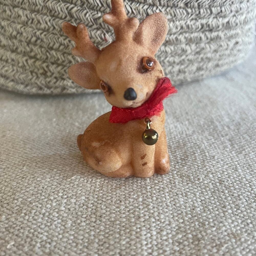 Vintage flocked deer Christmas decoration blow mold ornament